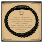 To My Son Gifts, Never give up no matter what, Inspirational Son Stone Leather Bracelets, Encouragement Birthday Christmas Unique Gifts For Son