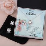 Gift for Mom from Son CZ Pendant Necklace Earring Set