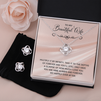 To My Beautiful Wife - My Happily Ever After CZ Necklace and Earring Set