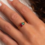 Emerald & Pear Cut Birthstone Ring by Caitlyn Minimalist • Custom Toi et Moi Gemstone Ring • Vintage Jewelry • Best Anniversary Gift • RM124