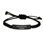 Funny Principal Rope Bracelet Gifts for Him from Friends, Funny Principal Quote Rope Bracelet Christmas Unique Gifts for Principal, Adjustable Black Rope Bracelet Principal
