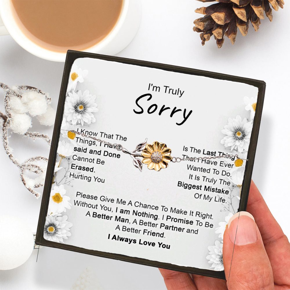 Apology Gift for Girlfriend, Wife, Soulmate - I’m Truly Sorry - Sunflower Bracelet